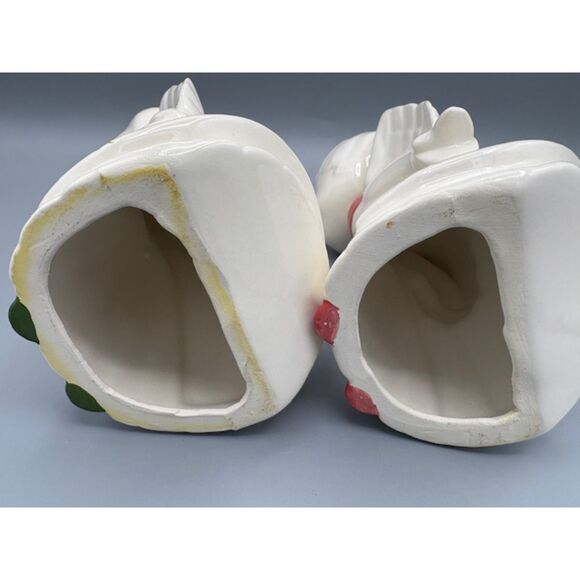 Extra Large Vintage Ceramic Kissing Angels Christmas Red White Green - Picture 5 of 7